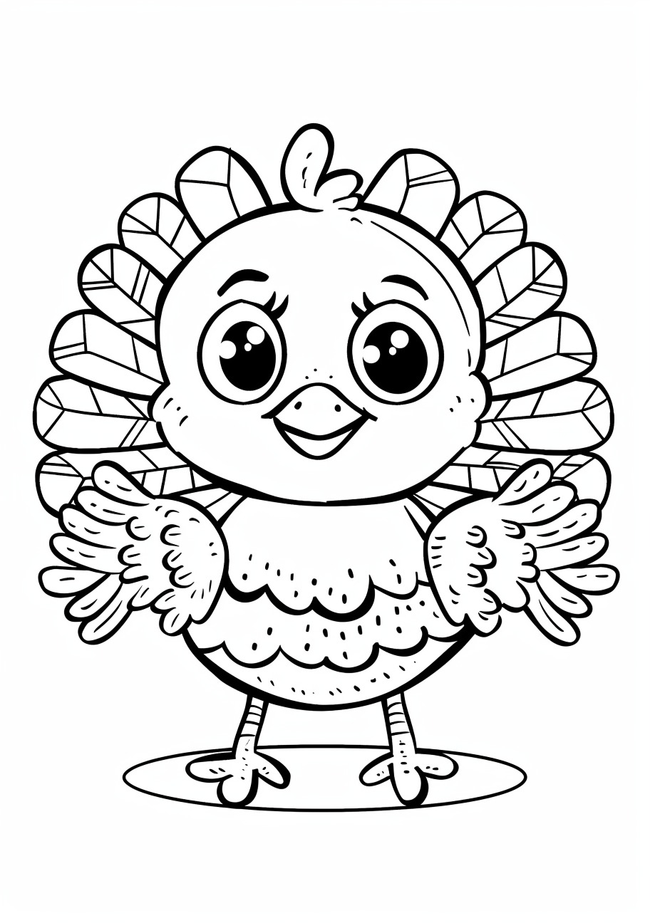 Turkey Coloring Pages, Kawaii turkey