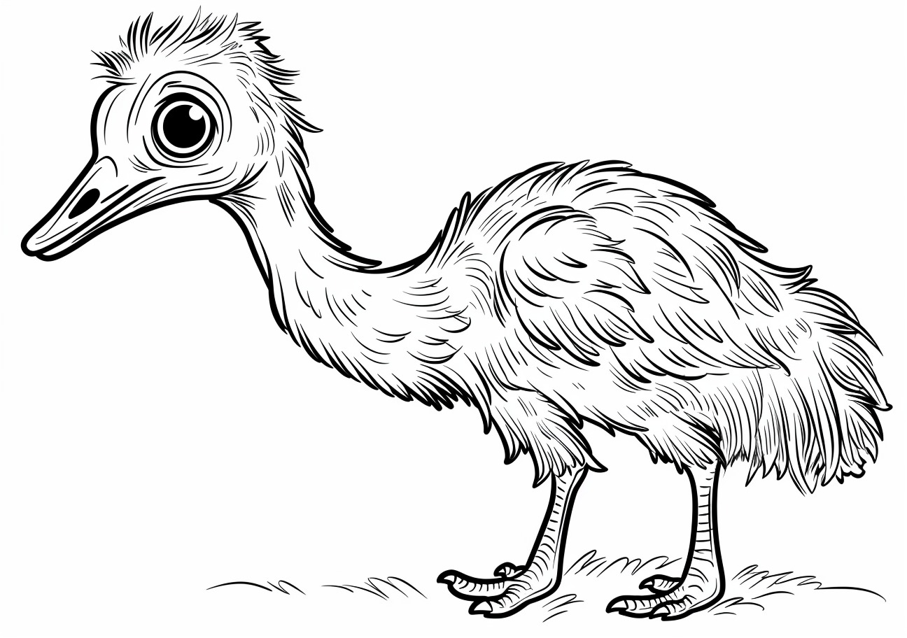 Ostrich Coloring Pages, Cartoon child ostrich