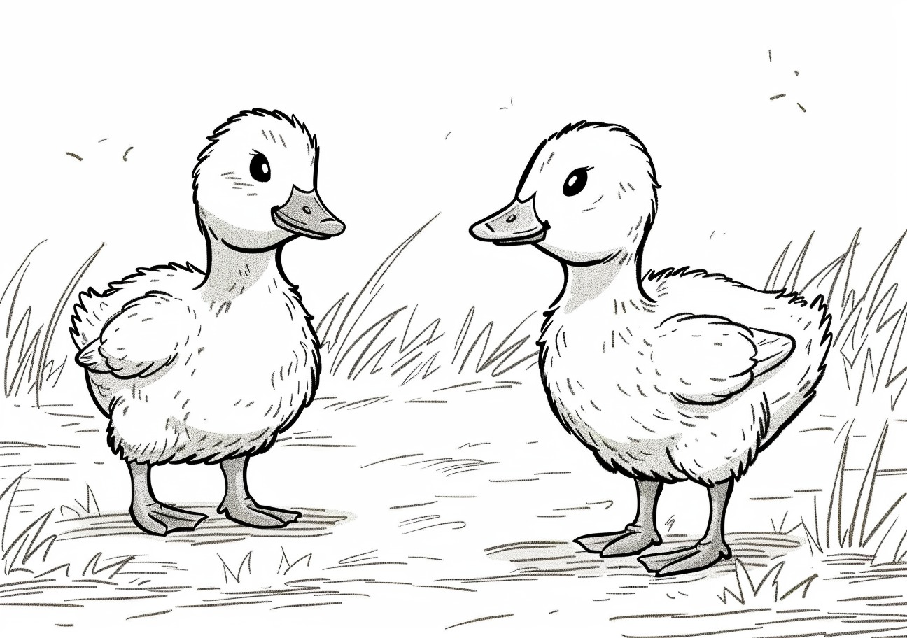 Geese Coloring Pages, Cartoon child geese