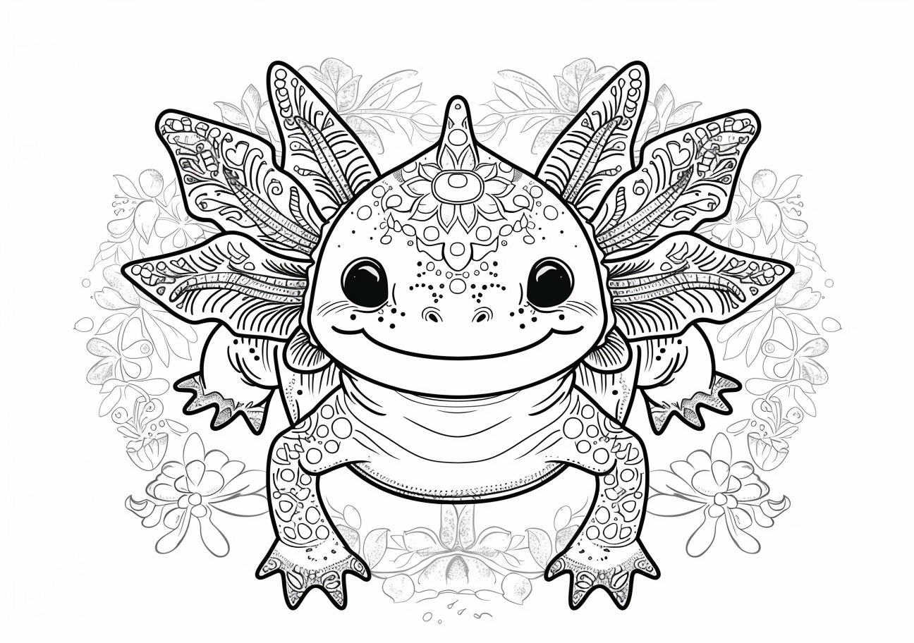 Axolotl Coloring Pages, Mandala axolotl