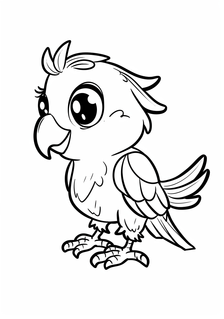 Parrot Coloring Pages, Kawaii parrot