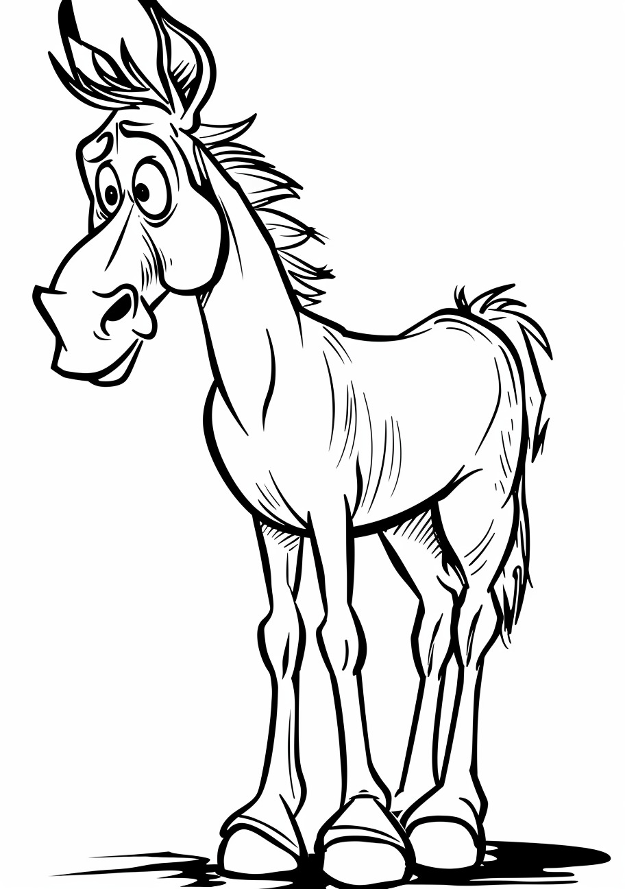 Mules Coloring Pages, Cartoon mule staying