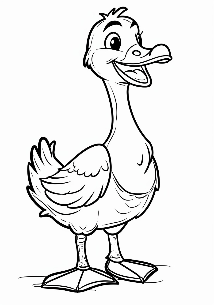 Geese Coloring Pages, Smiling cartoon geese