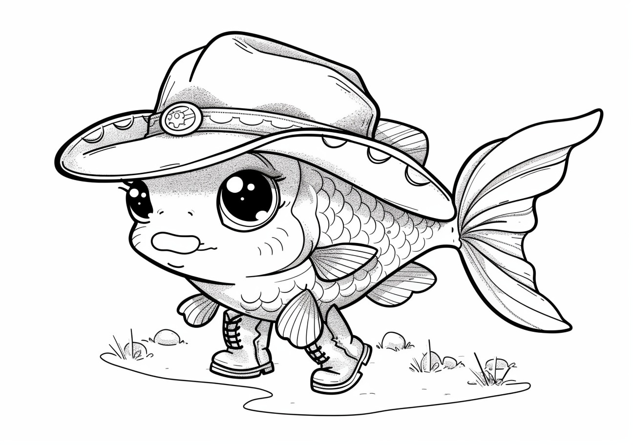 Goldfish Coloring Pages, Goldfish cowboy