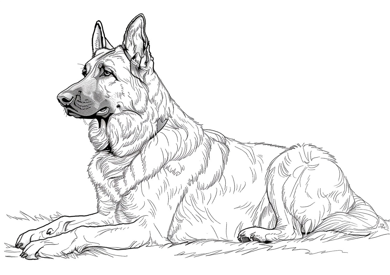 German Shepherd Coloring Pages, Realistic German Shepherd