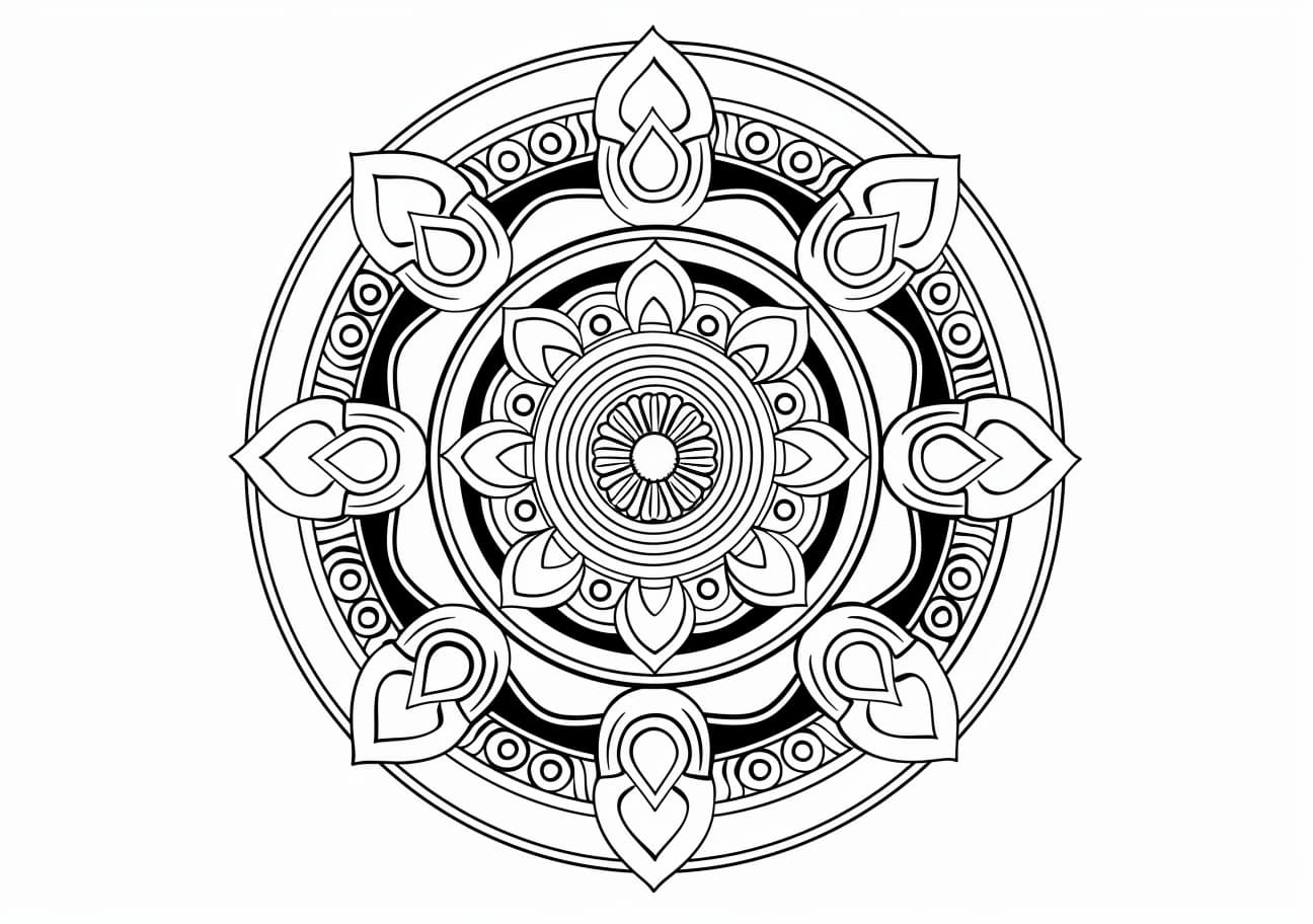 Buddhist Mandala Coloring Pages, Beautiful mandala coloring picture