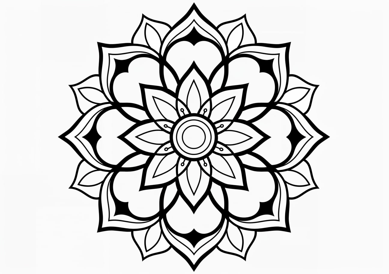 Buddhist Mandala Coloring Pages, Floral Buddhism mandala