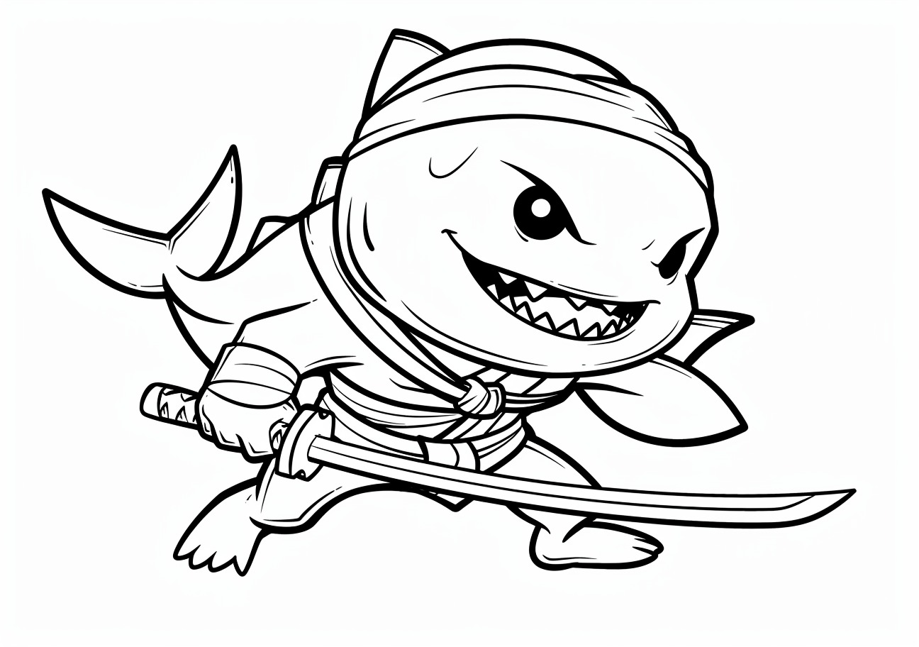 Baby shark Coloring Pages, Baby shark ninja