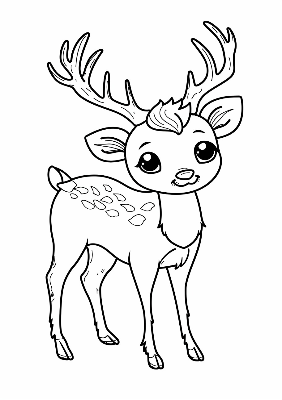 Deer Coloring Pages, Deer kawaii