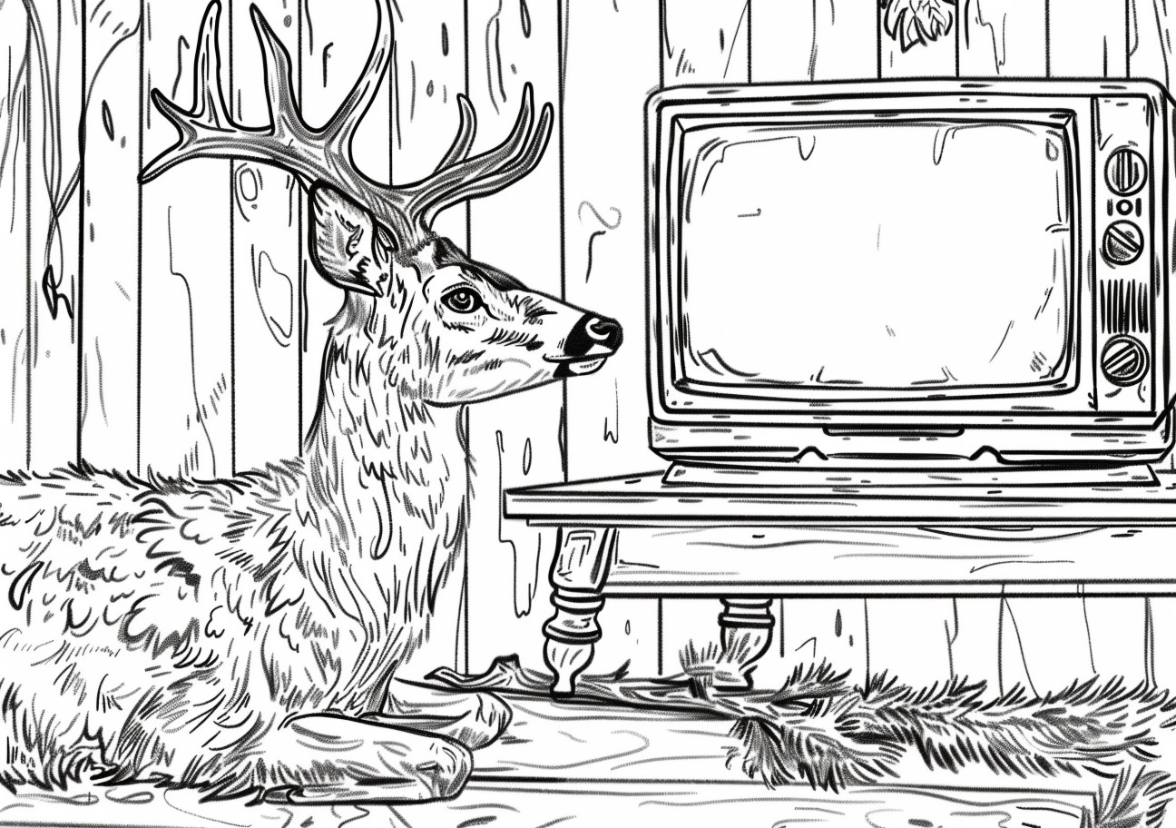 Deer Coloring Pages, Deer watch tv