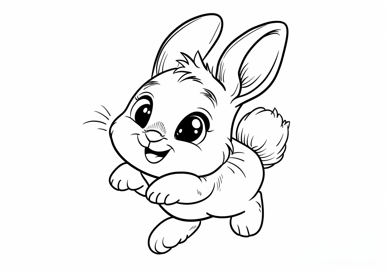 Cute bunny Coloring Pages, Cute bunny jumping