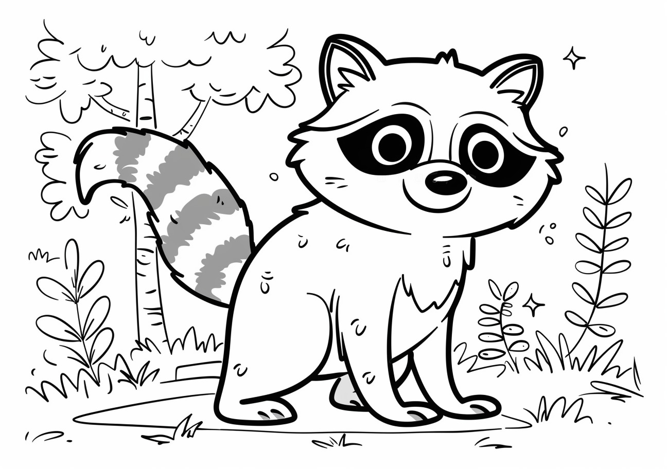 Raccoon Coloring Pages, Cartoon raccon