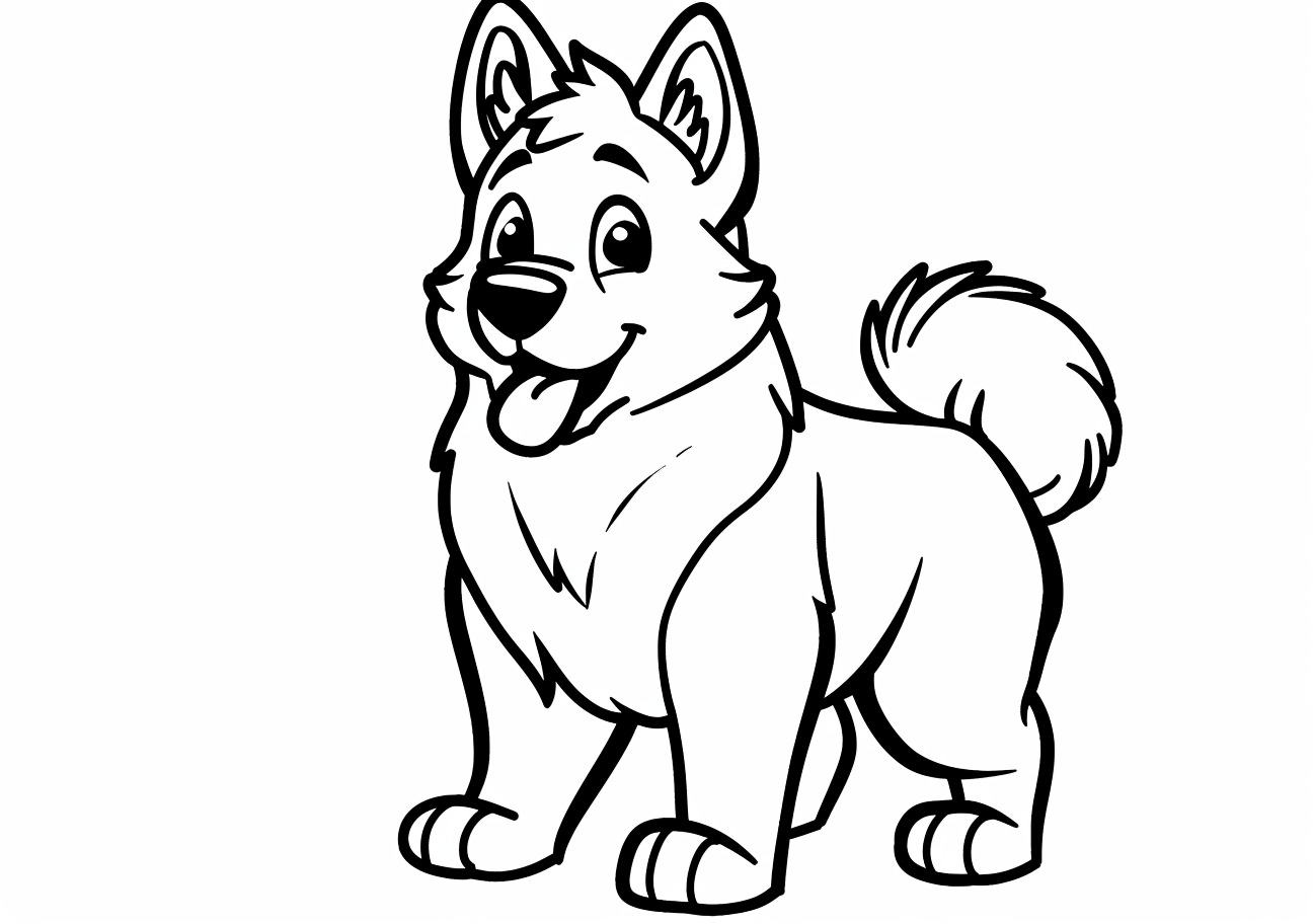 German Shepherd Coloring Pages, Cartoon child German Shepherd