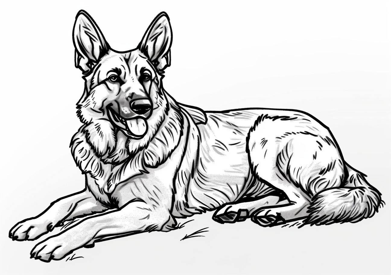 German Shepherd Coloring Pages, Happy German Shepherd