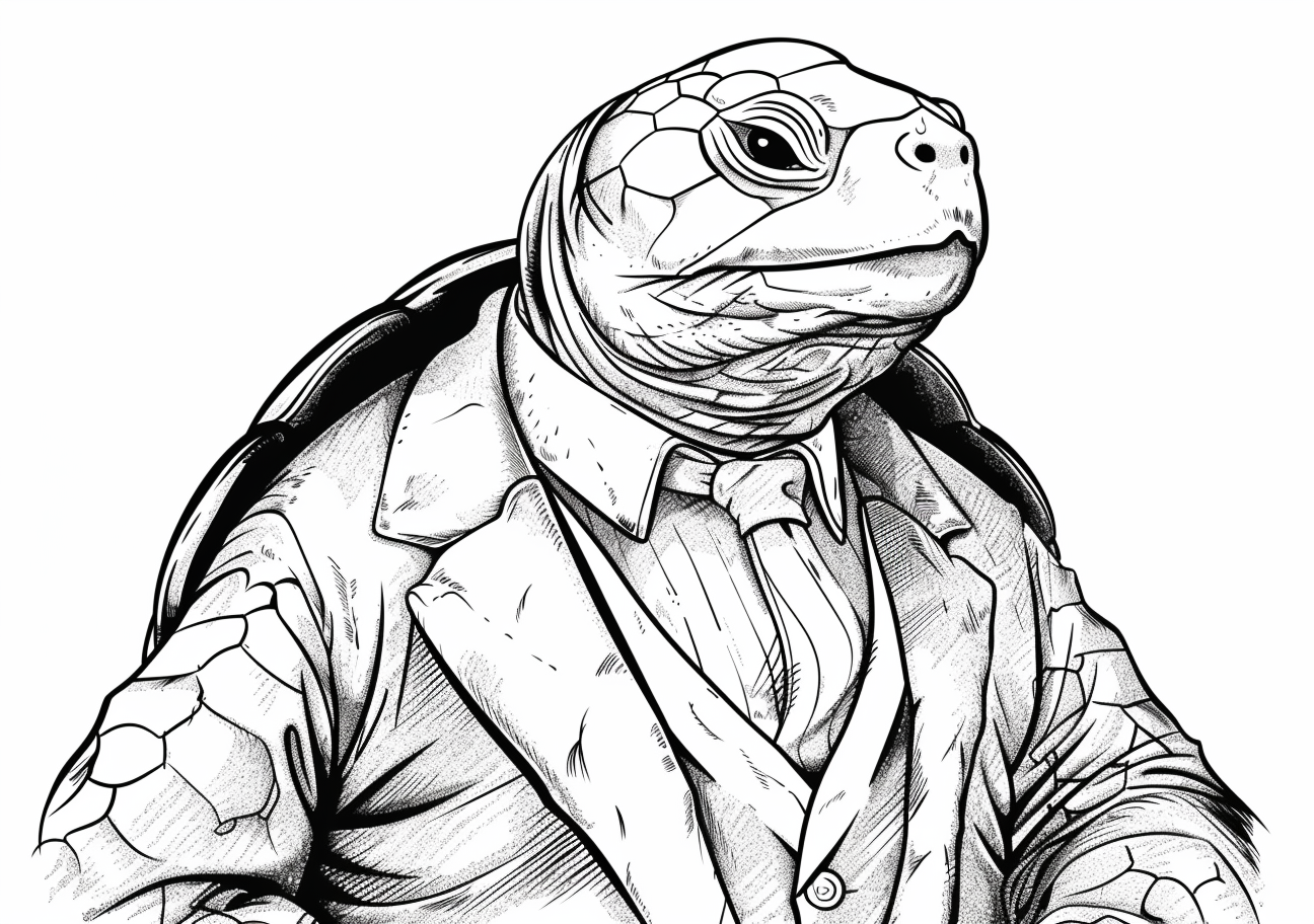 Turtle Coloring Pages, Turtle in suit