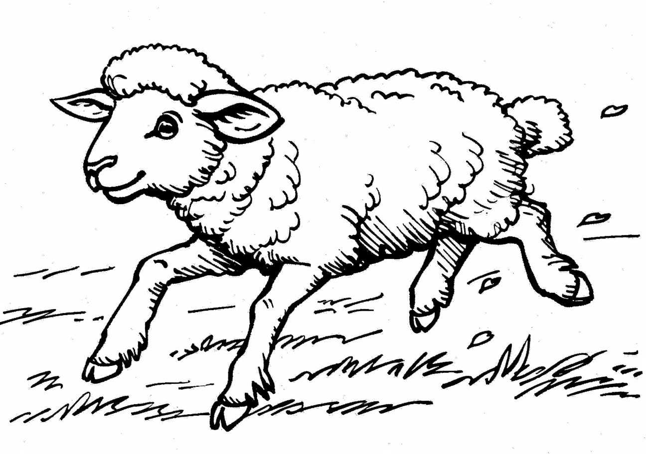 Sheep Coloring Pages, Running sheep