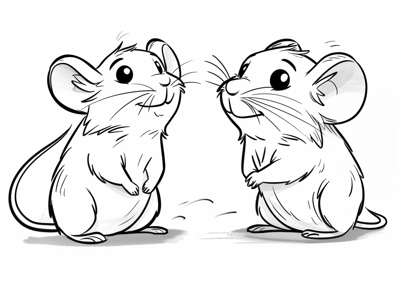 Rat Coloring Pages, Two cute rats