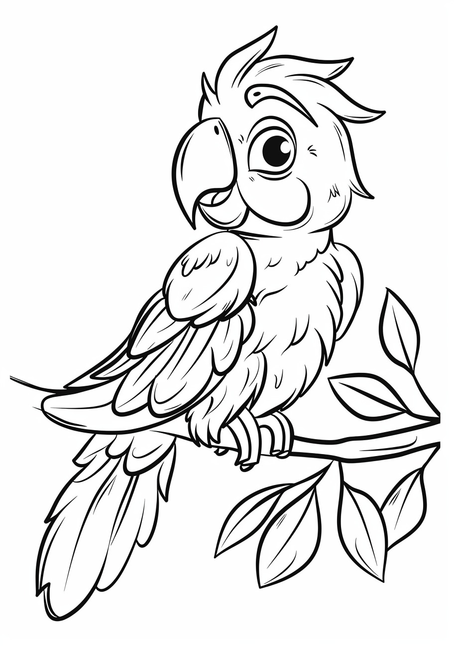 Parrot Coloring Pages, Cute parrot