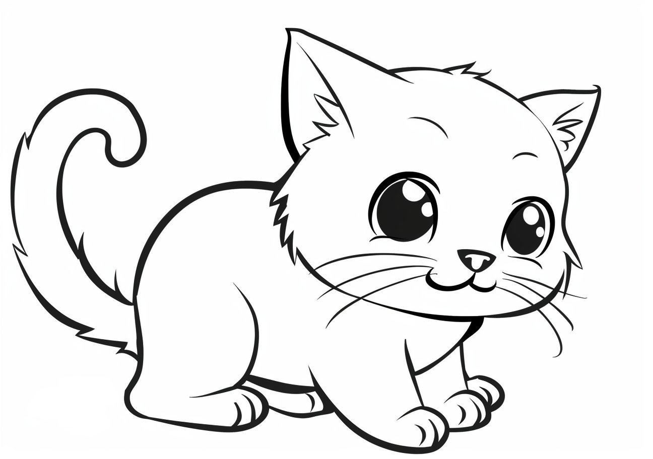 Kitten Coloring Pages, Playful kitten