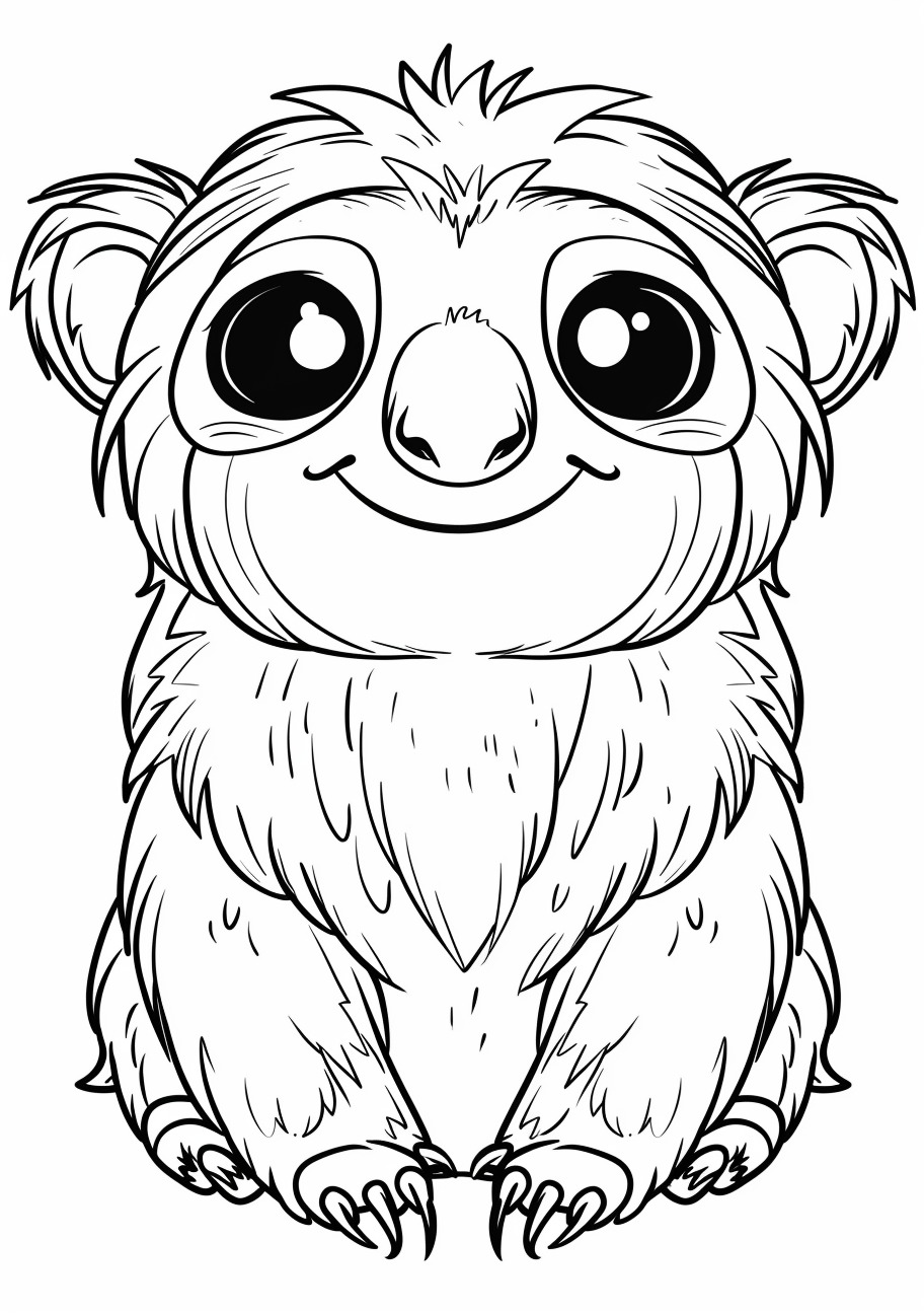 Sloth Coloring Pages, Kawaii Sloth