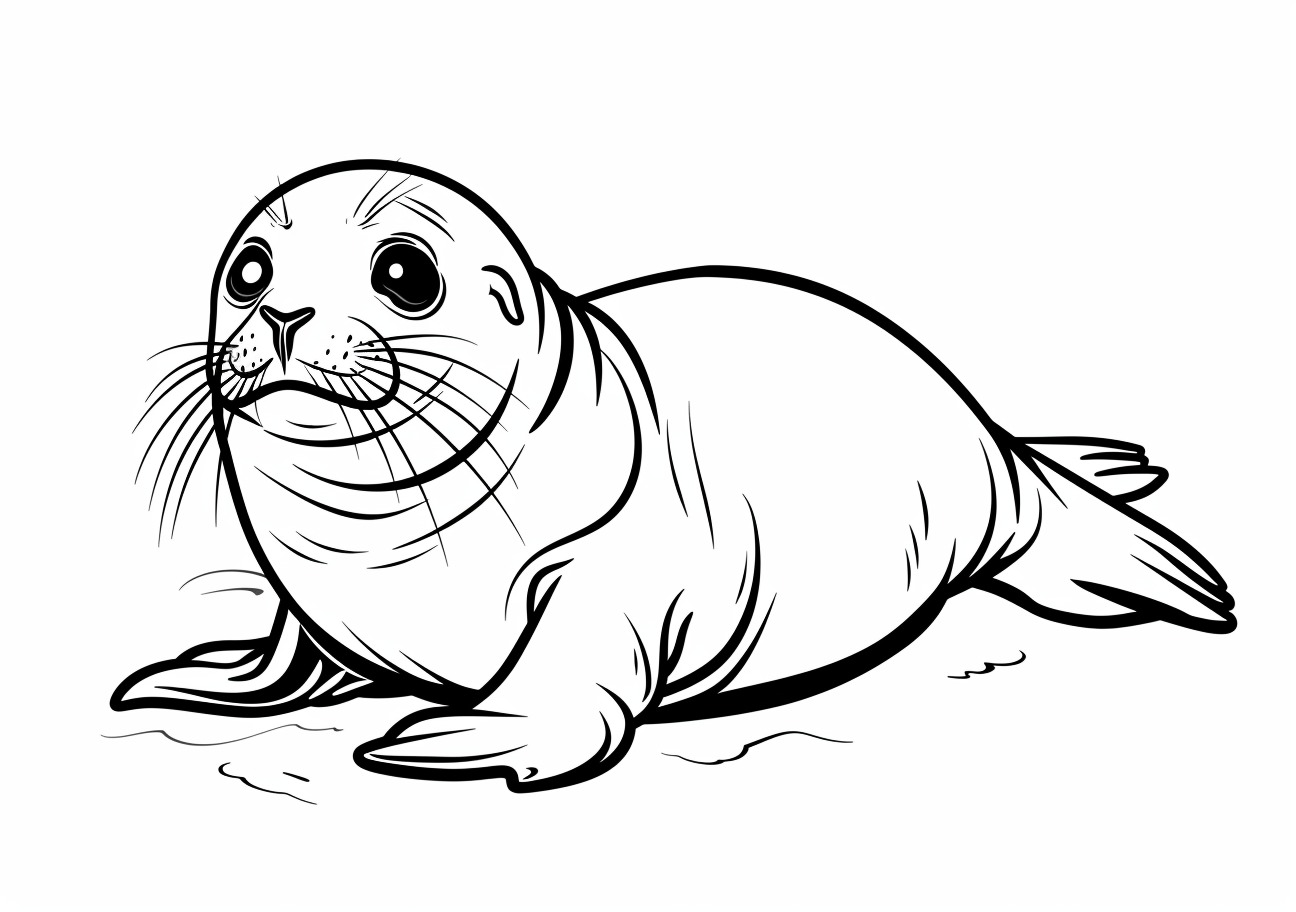 Seal Coloring Pages, Cartoon sad Seal