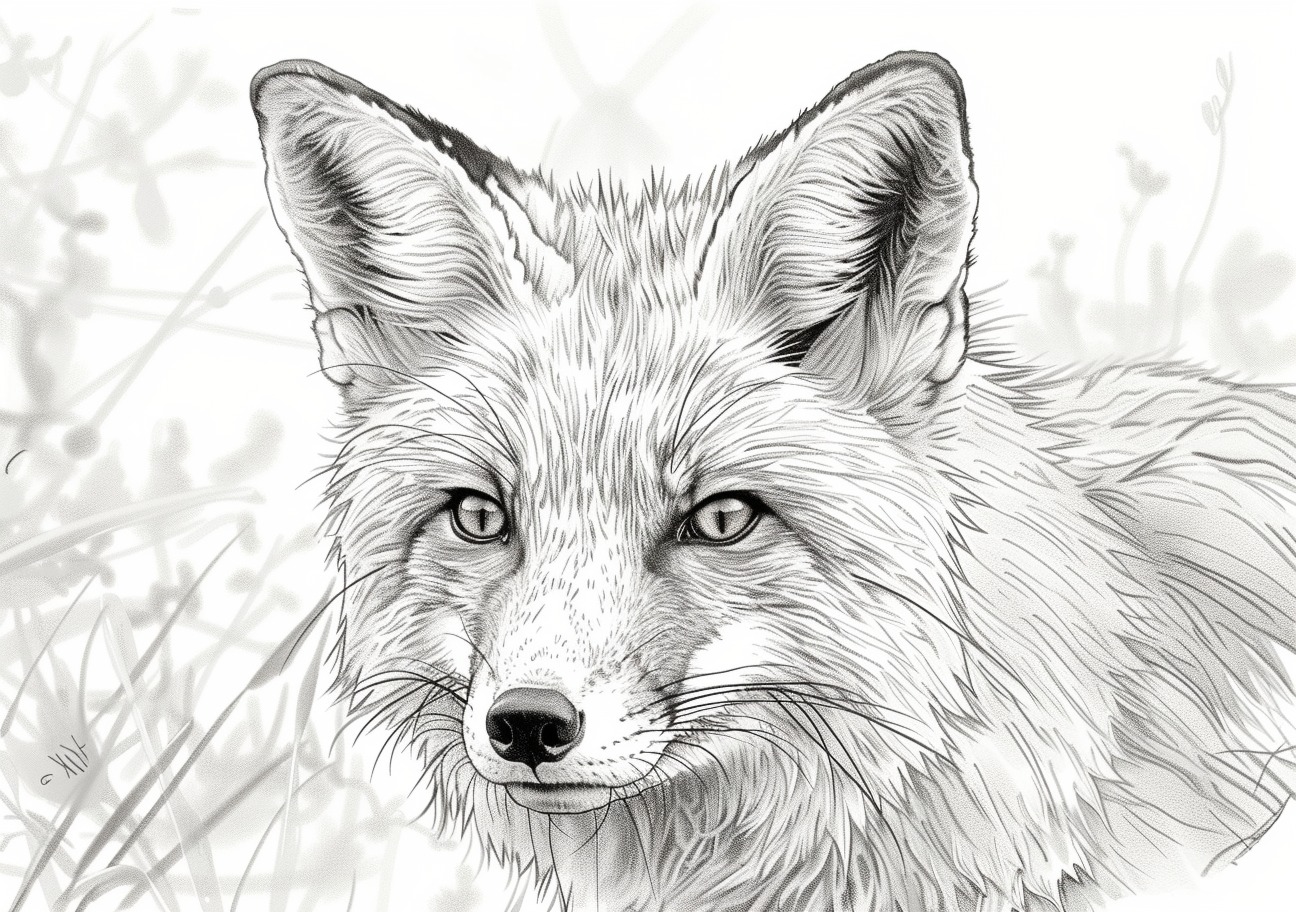 Canidae Coloring Pages, The face of a fox