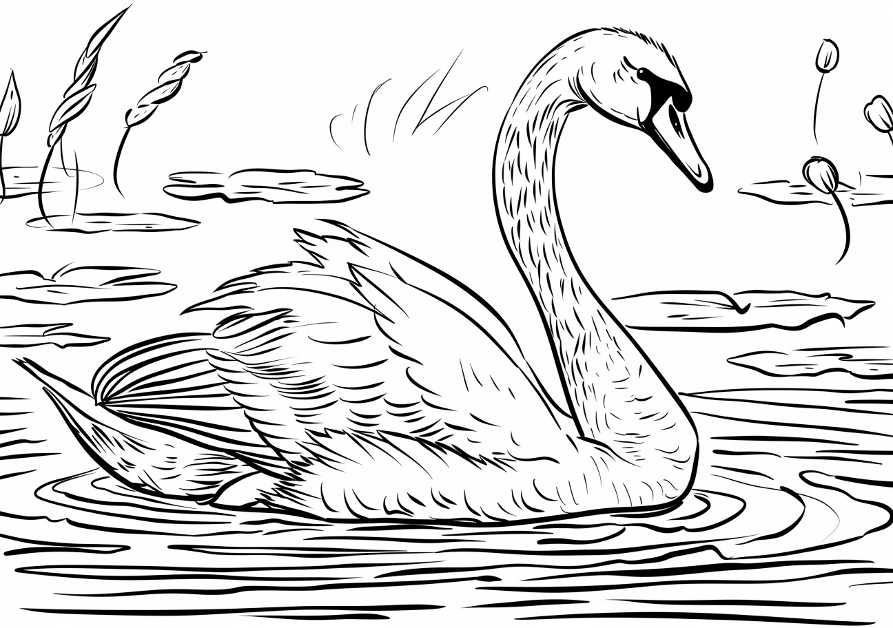 Swan Coloring Pages, Cute Swan