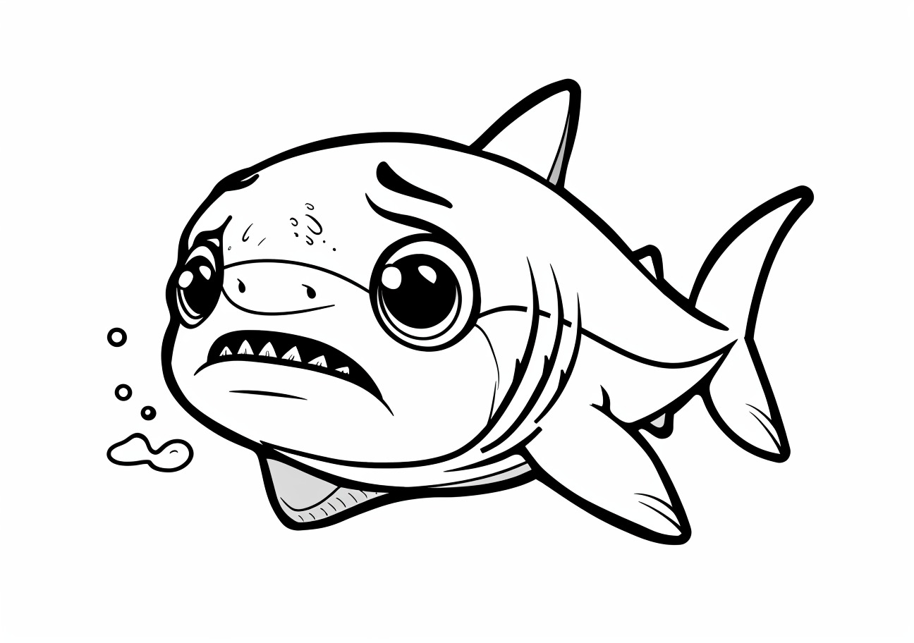 Baby shark Coloring Pages, Baby shark sad