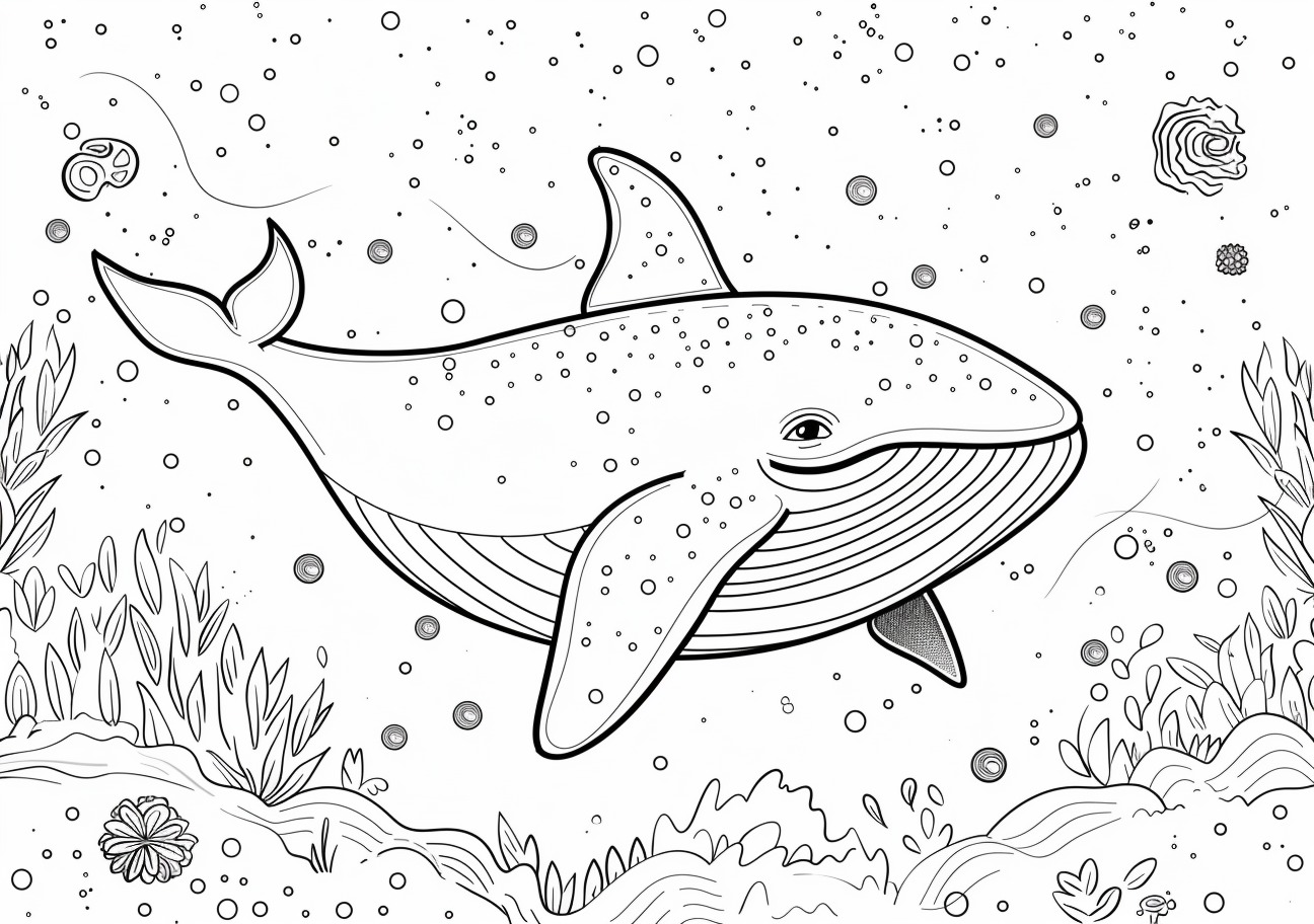 Whale Coloring Pages, Kawaii whale