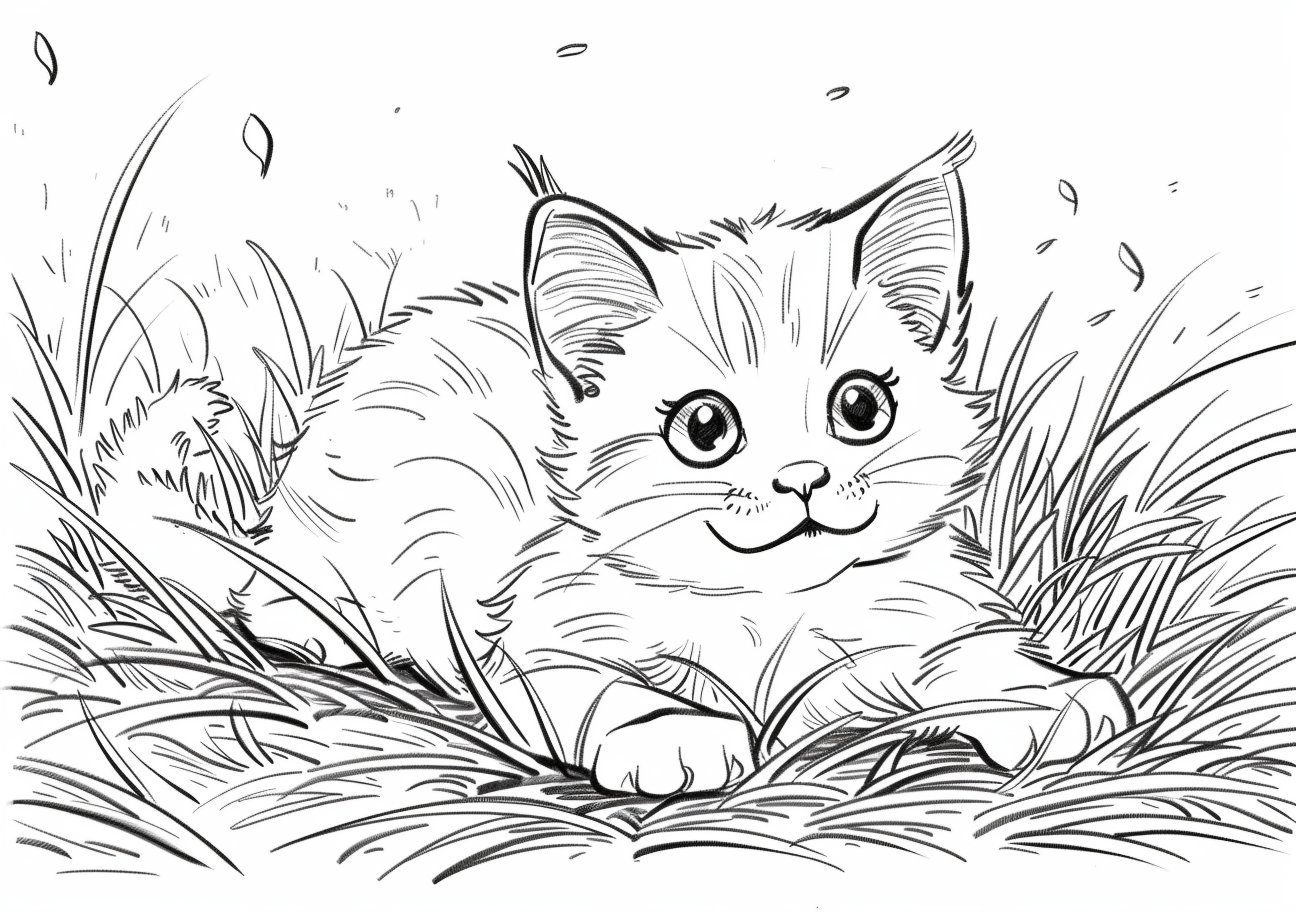 Kitten Coloring Pages, playful kitten