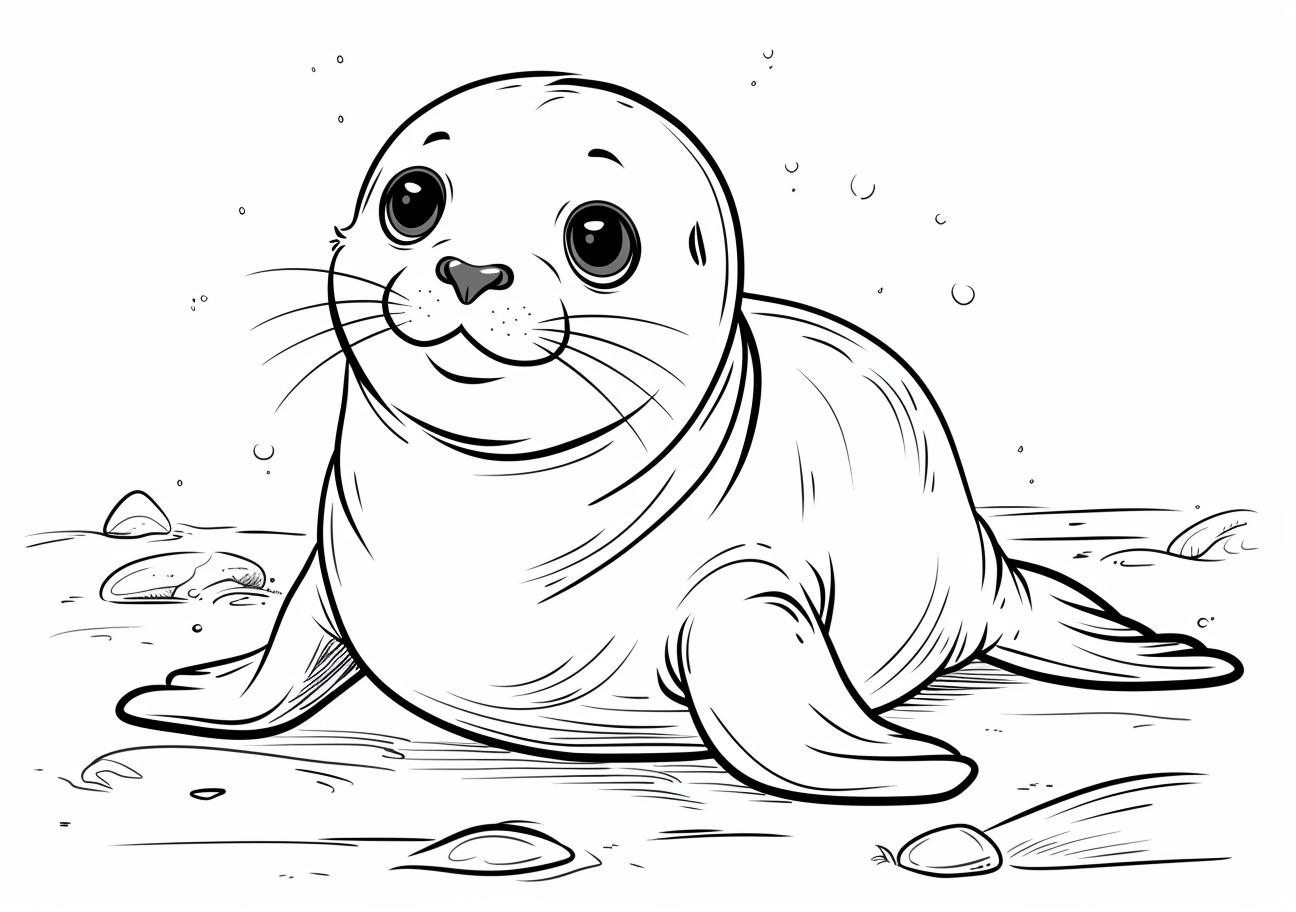 Seal Coloring Pages, Cartoon child Seal