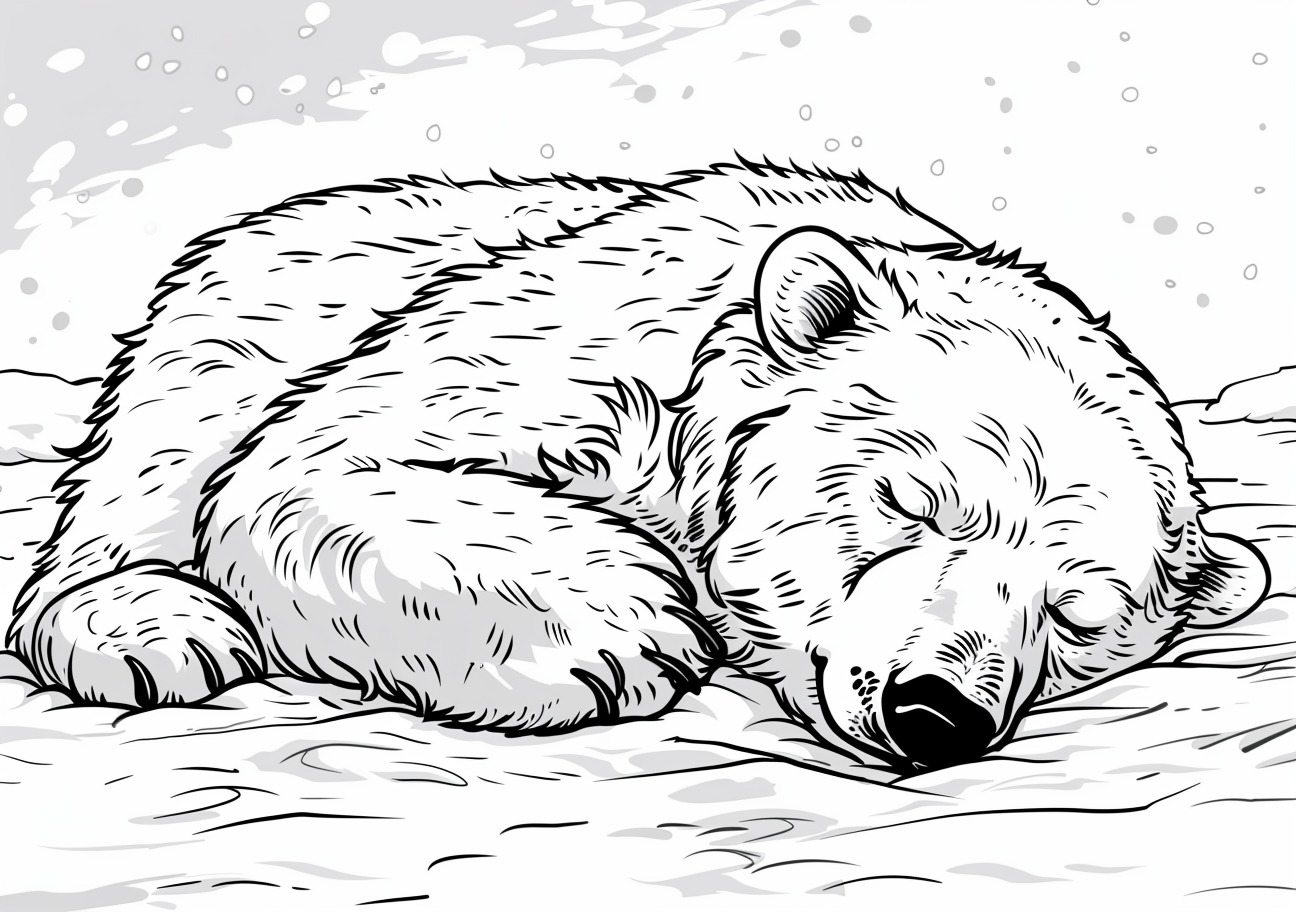 Polar Bear Coloring Pages, Sleeping Polar Bear