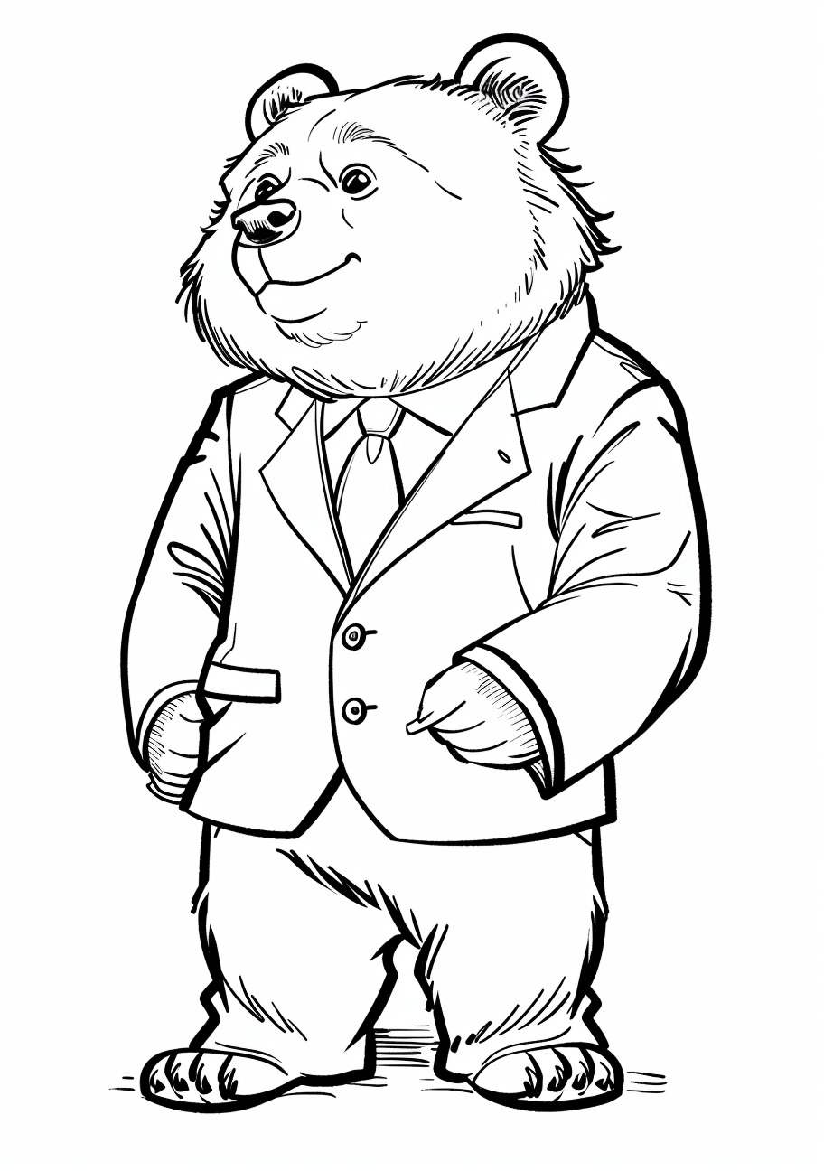 Grizzly bear Coloring Pages, Grizzly bear in suit