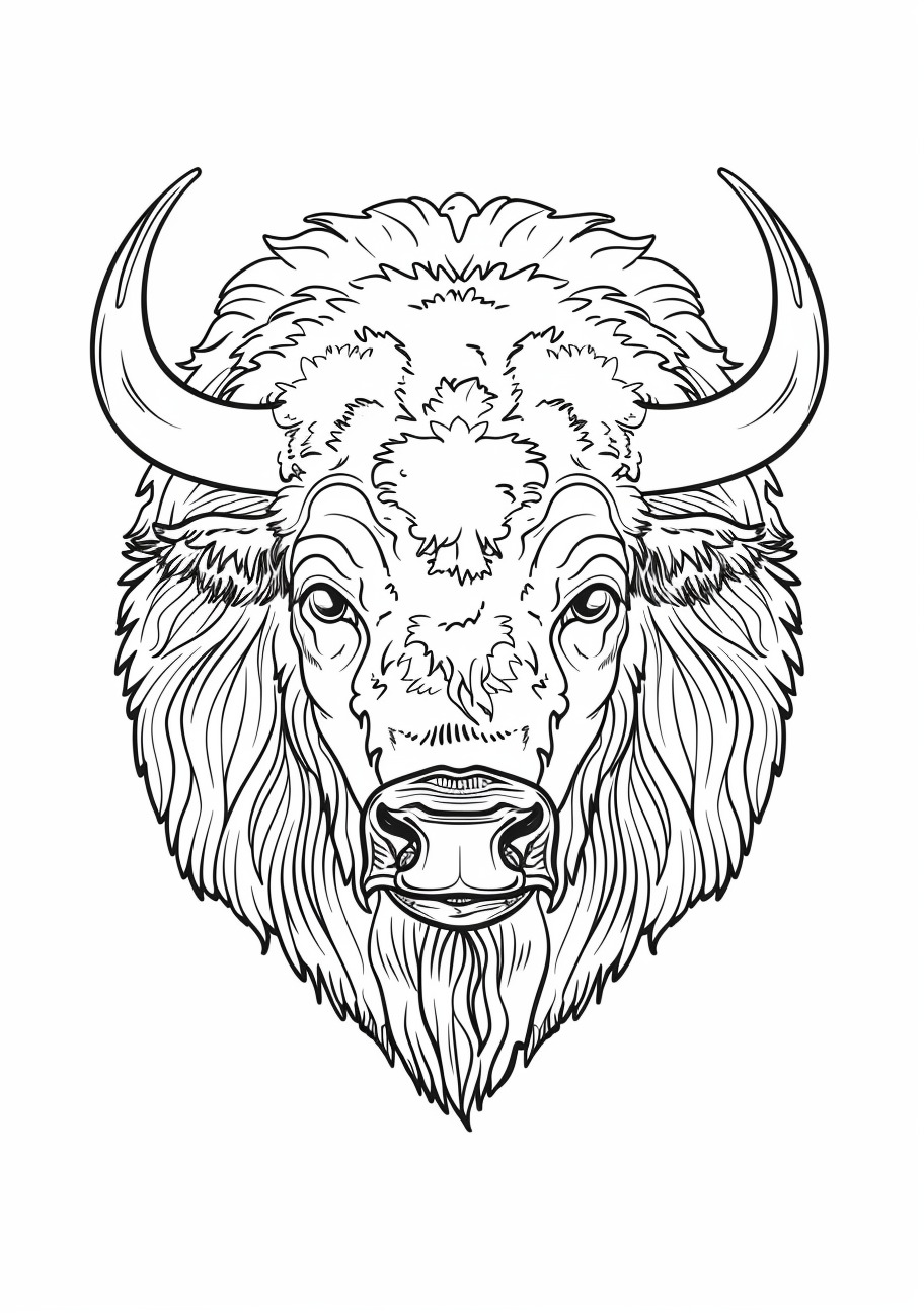 Buffalo Coloring Pages, Face of buffalo