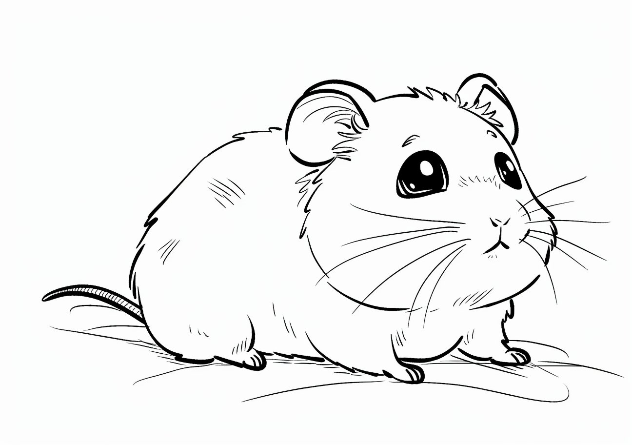 Hamsters Coloring Pages, Cute small Hamster