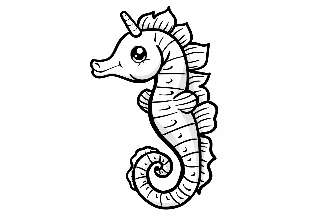 Ocean Coloring Pages, Cartoon seahorse