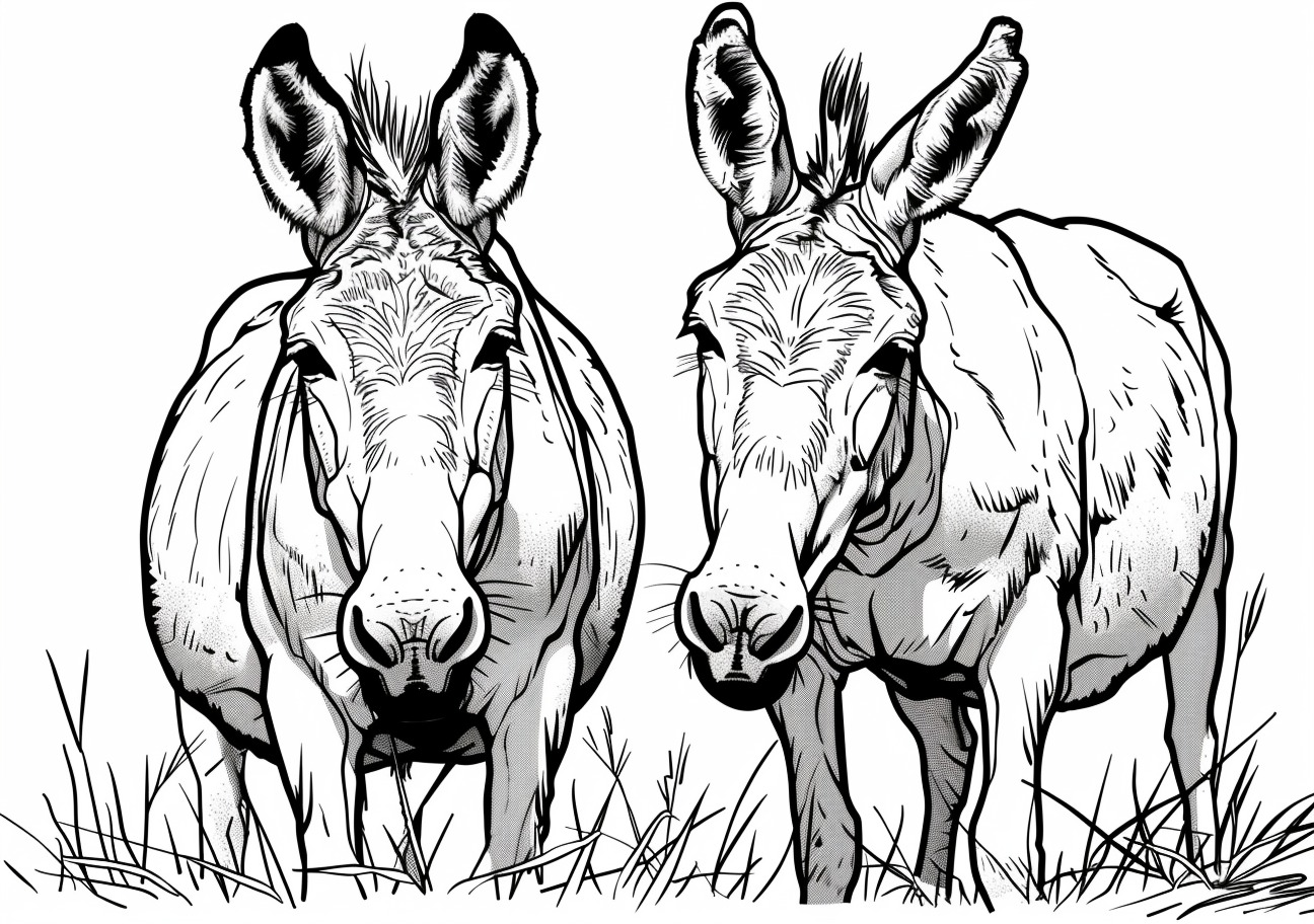 Mules Coloring Pages, Two mules