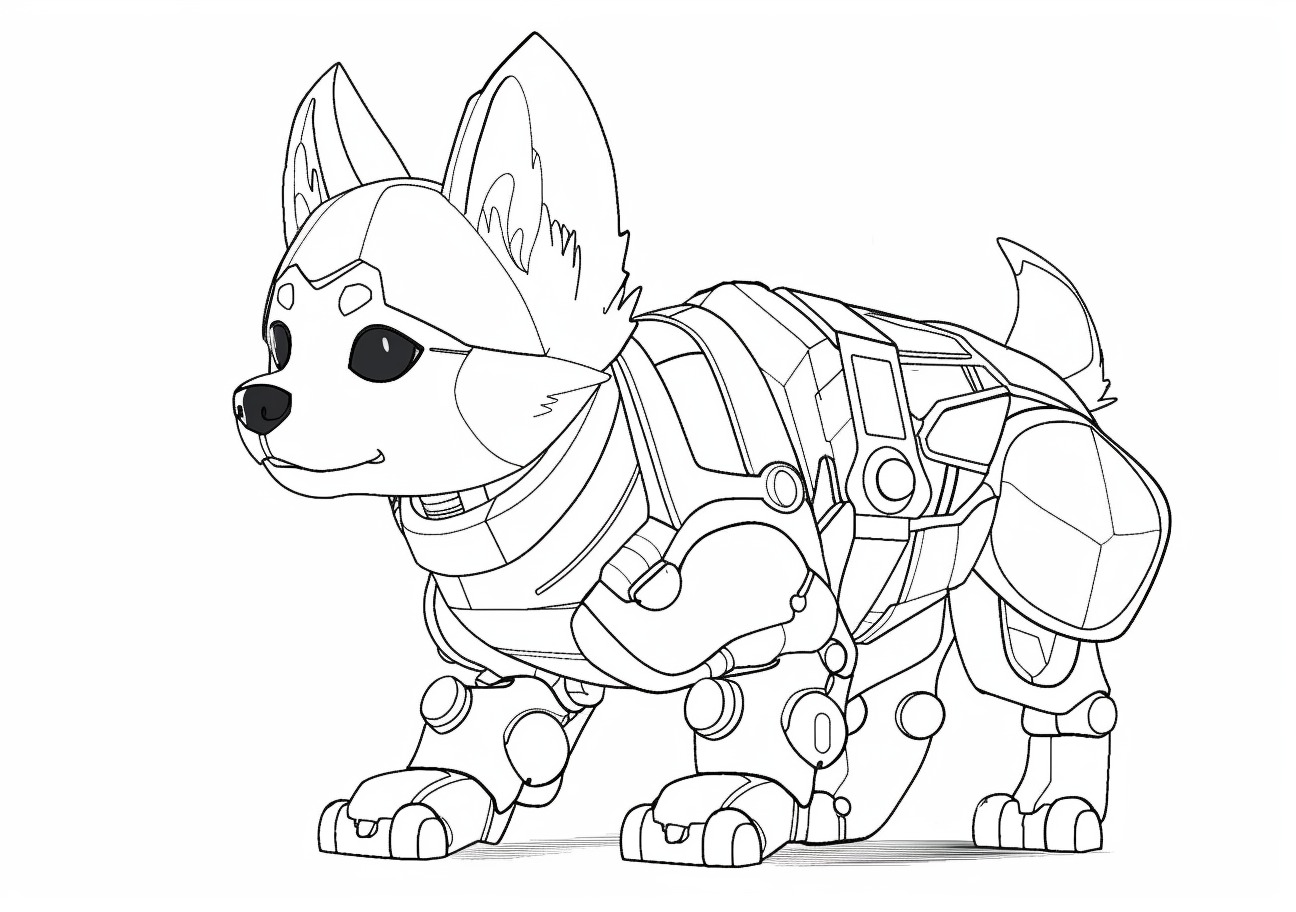 Cute dog Coloring Pages, Cute dog cyberpunk style