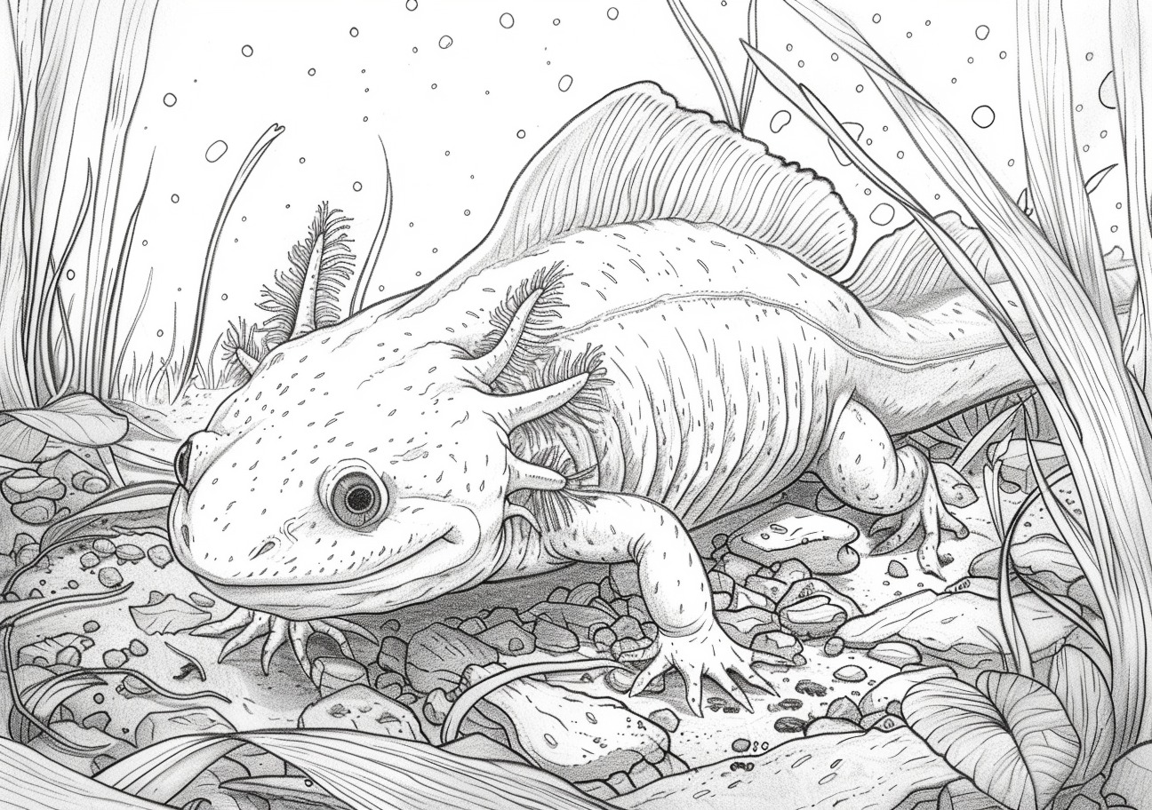 Axolotl Coloring Pages, Realistic axolotl