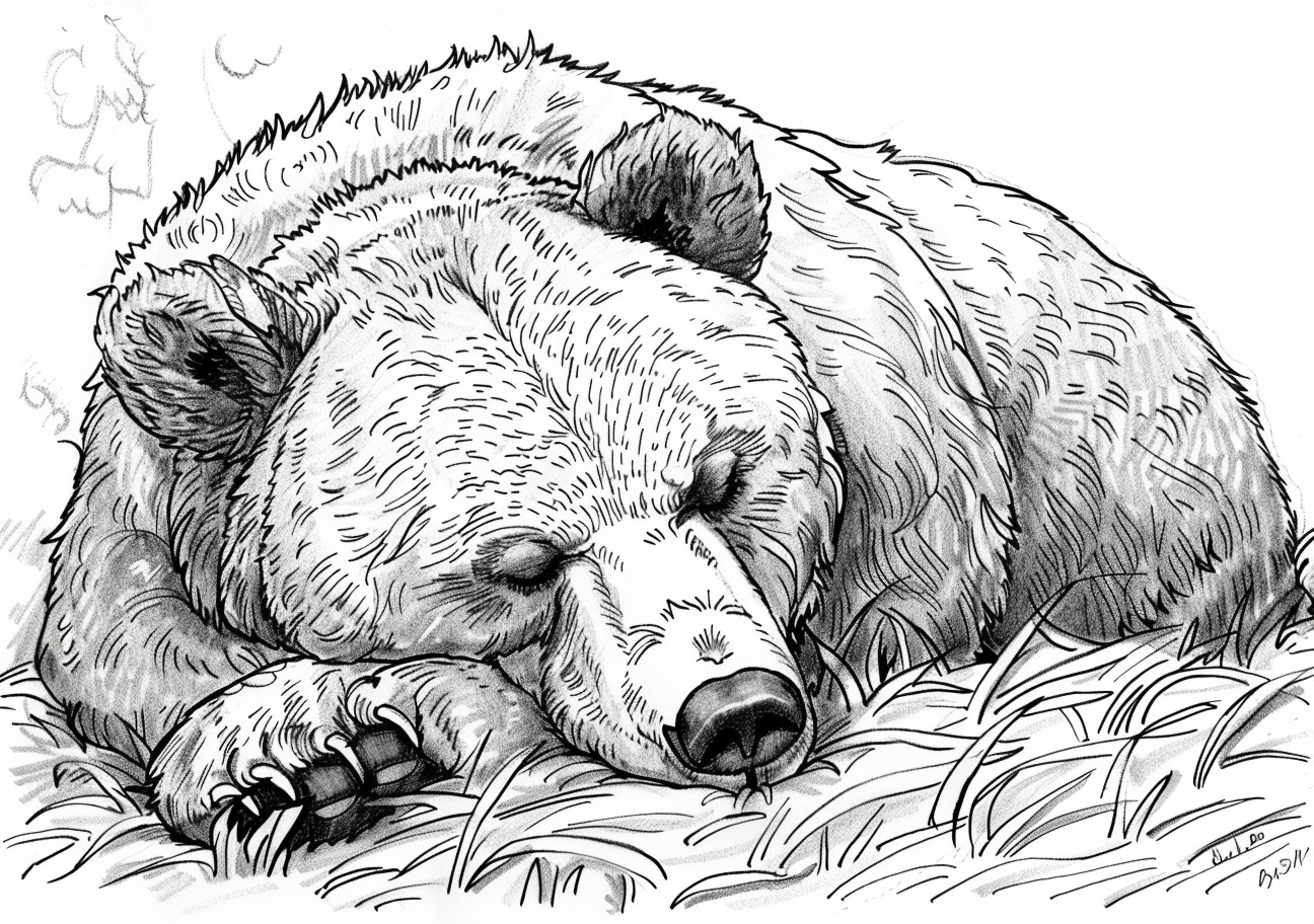 Grizzly bear Coloring Pages, Grizzly bear sleep