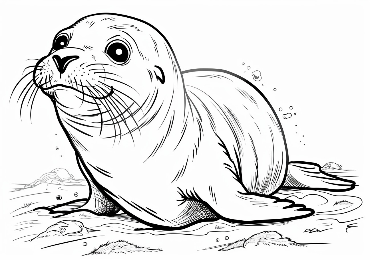 Seal Coloring Pages, Happy Seal