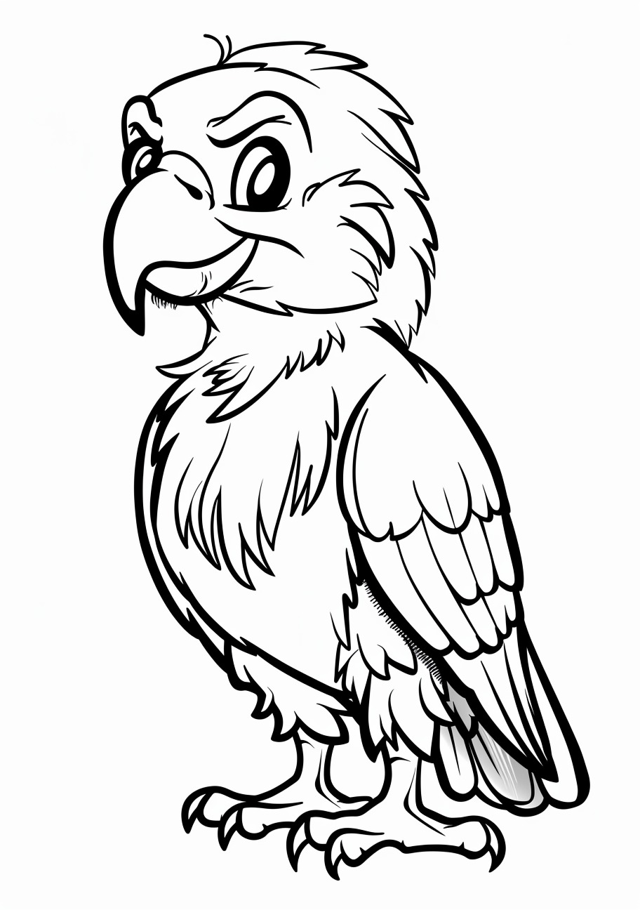 Eagle Coloring Pages, Happy cartoon eagle