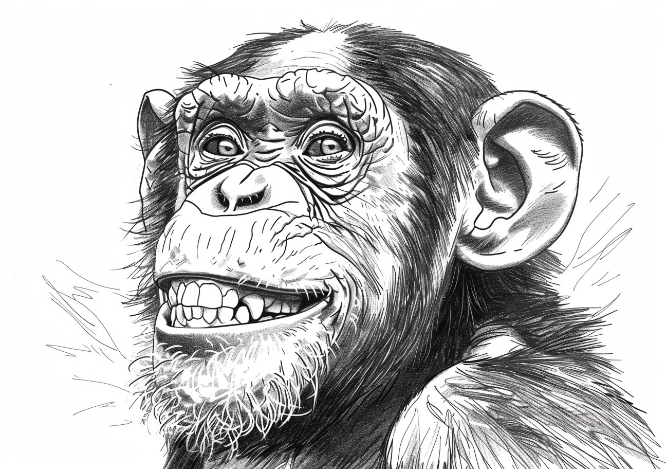 Chimpanzee Coloring Pages, Chimpanzee smiling