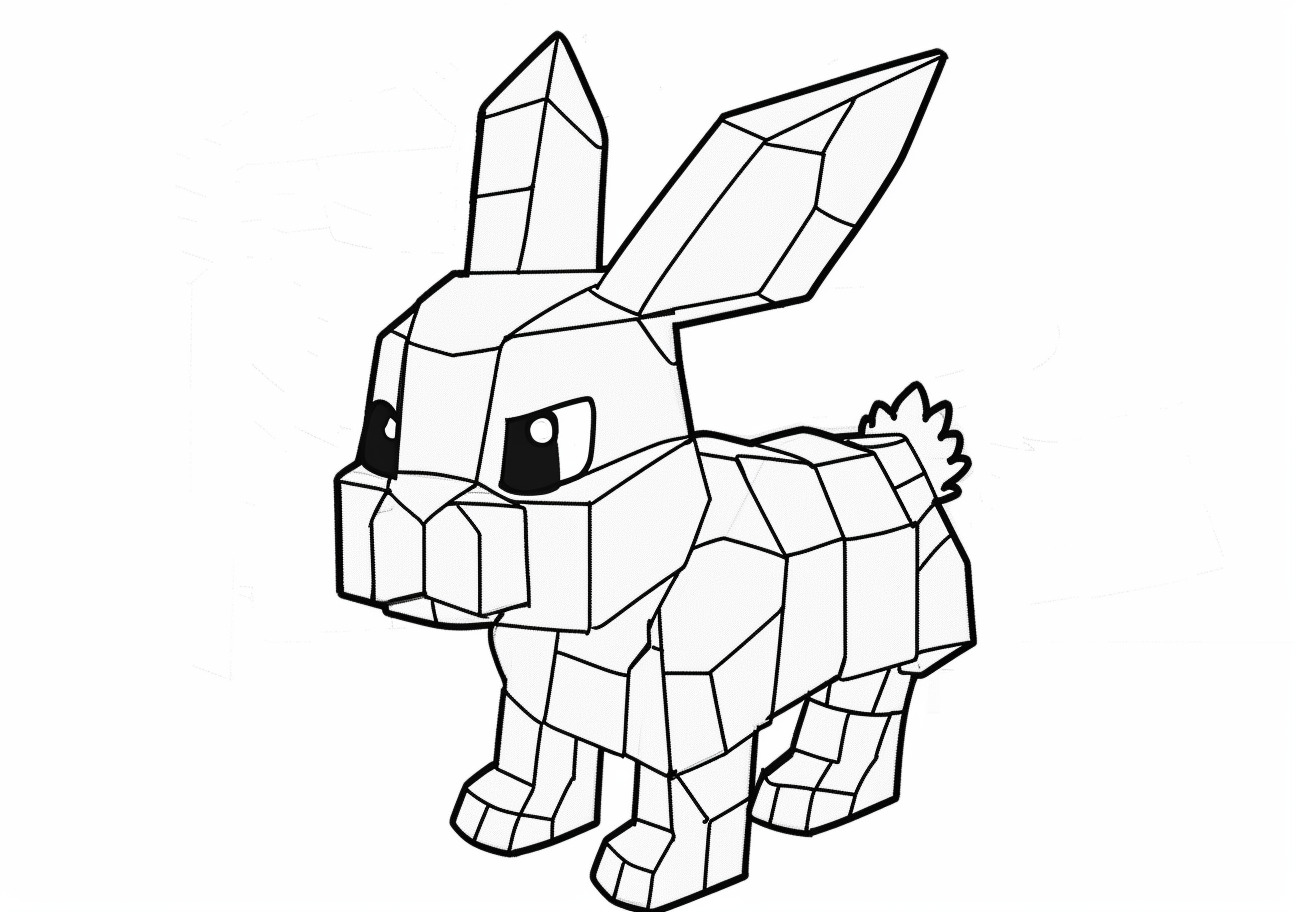 Rabbit Coloring Pages, Rabbit minecraft style