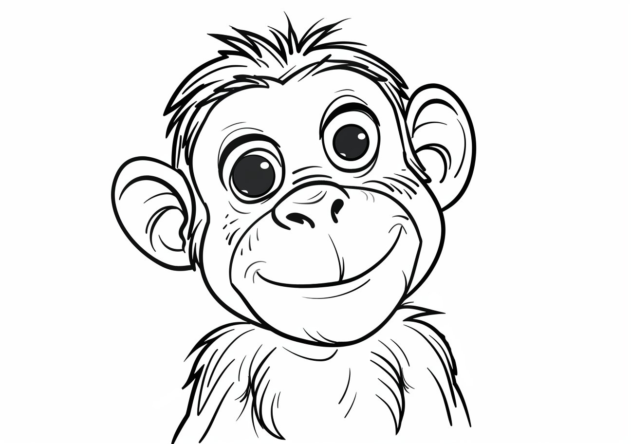 Chimpanzee Coloring Pages, Cute face of Chimpanzee