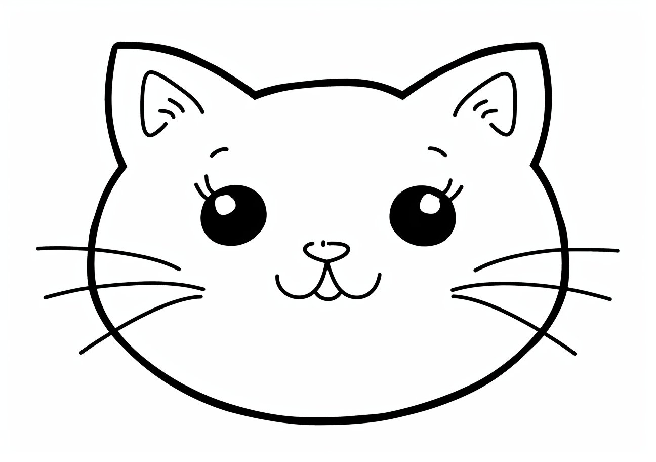 Cat face Coloring Pages, Simple cat face