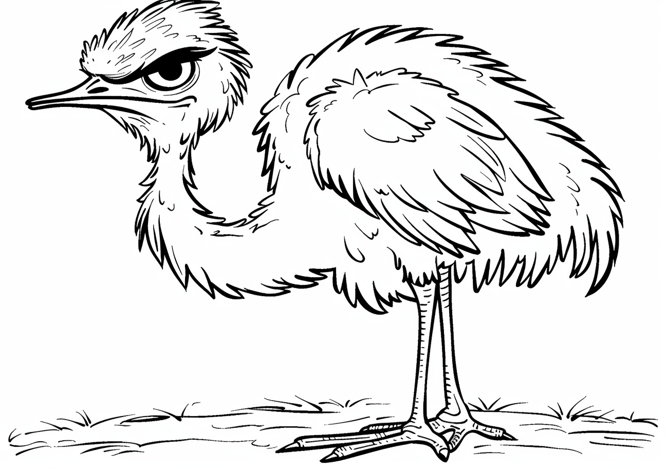 Ostrich Coloring Pages, Angry ostrich