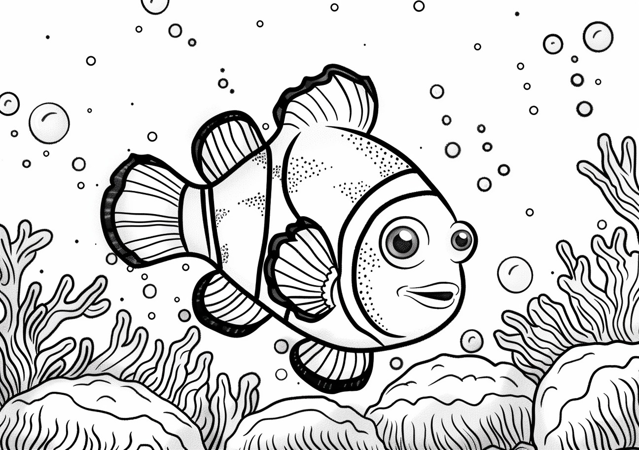 Ocean Coloring Pages, Cute clownfish