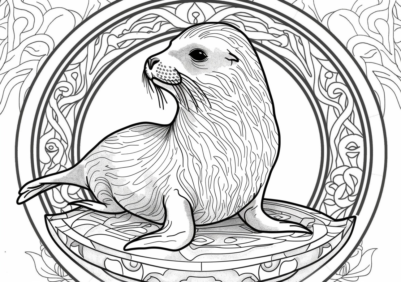 Seal Coloring Pages, Mandala Seal