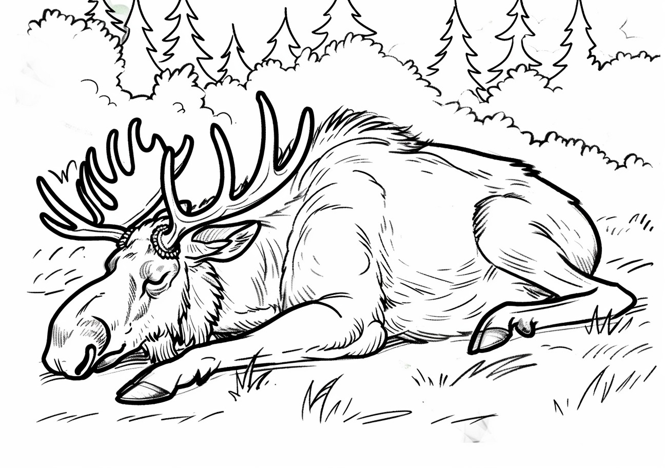 Moose Coloring Pages, Sleep moose